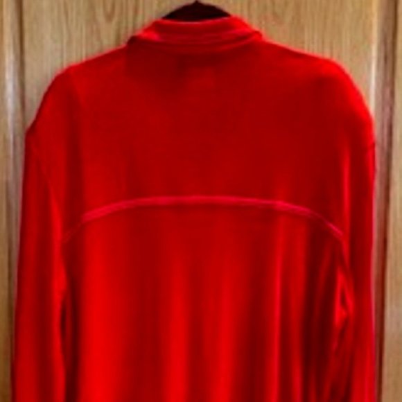 Slinky Brand Red Long Sleeve Button Front Shirt Top Fake Flap Pockets Sz: L - Picture 4 of 6